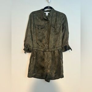 charlotte ronson green animal print romper